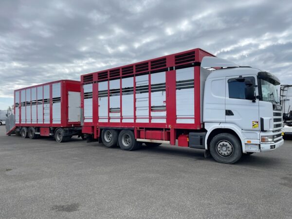 SCANIA 124 G470 + SAMRO - bétaillère 2 étages REGNAULT - 2002 + 2007 – Image 2